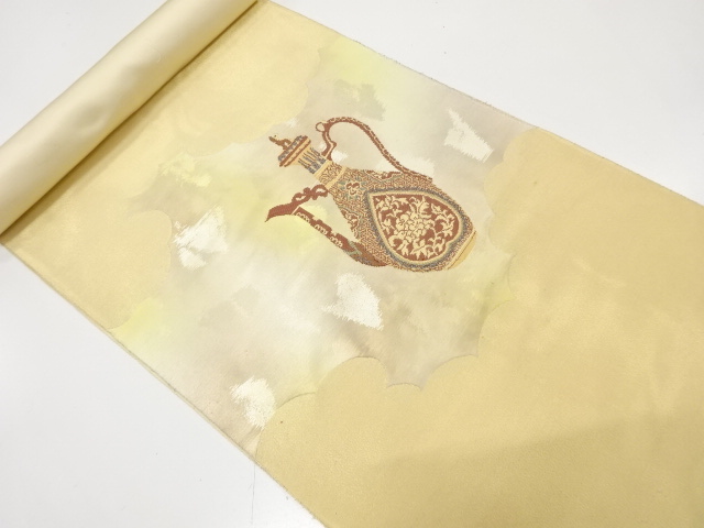 アンティーク　じゅらく製　水指模様織り出し　名古屋帯地反物